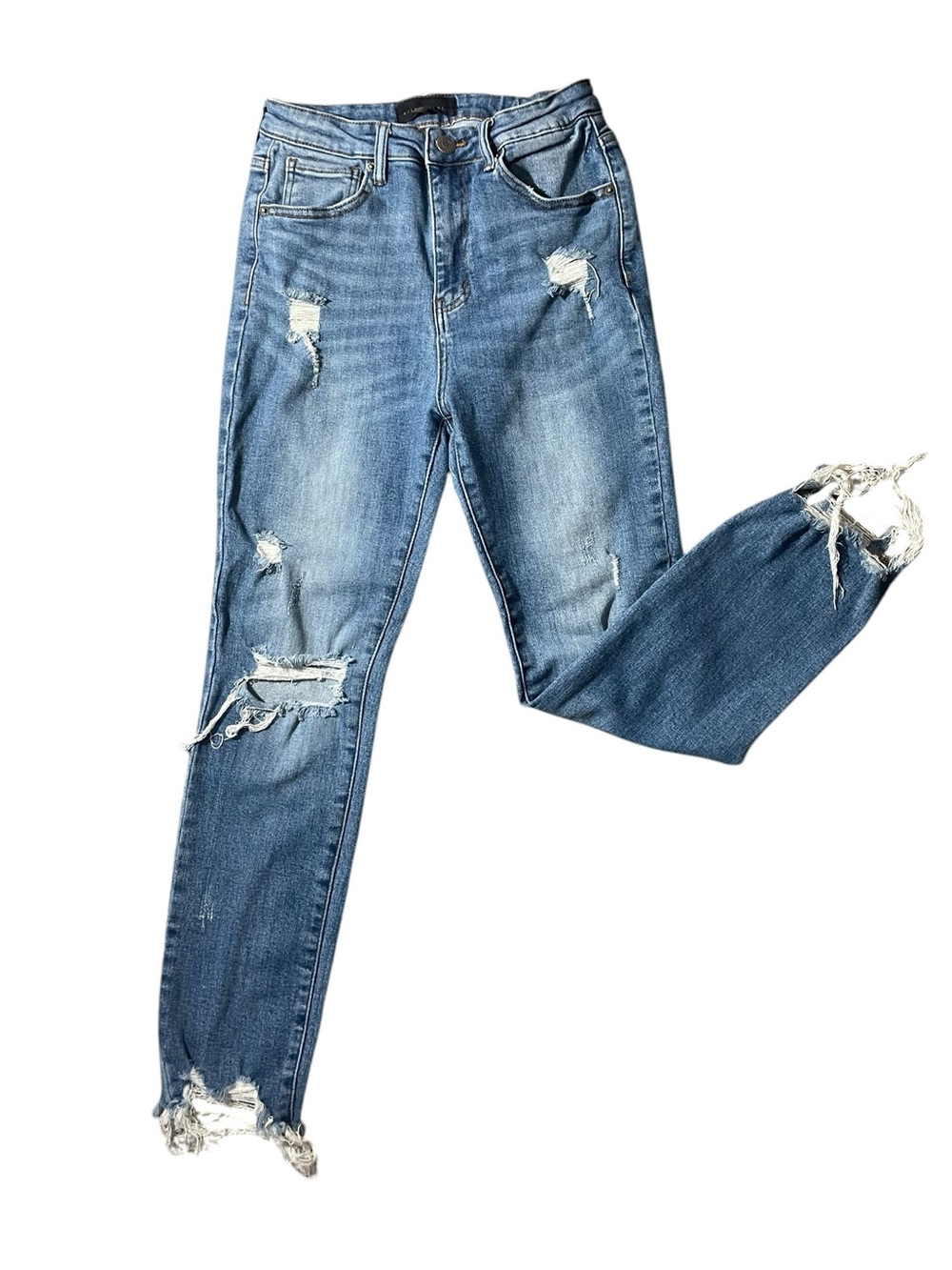 E2- Risen Jeans size 7/28 Distressed High-Rise Women’s Jeans - Blue